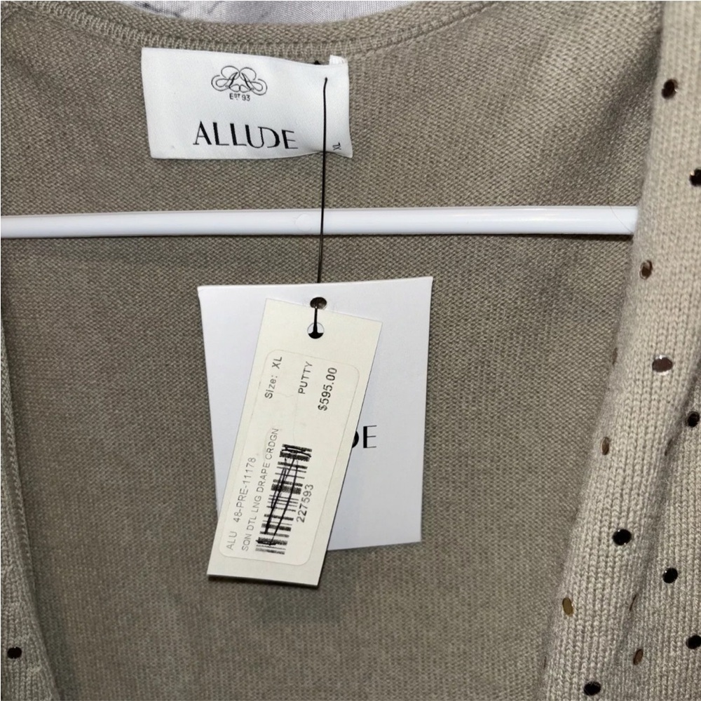 Allude Cashmere Drape Long Cardigan With Embellishment Womens Short Sleeve Sz XL - Picture 3 of 7